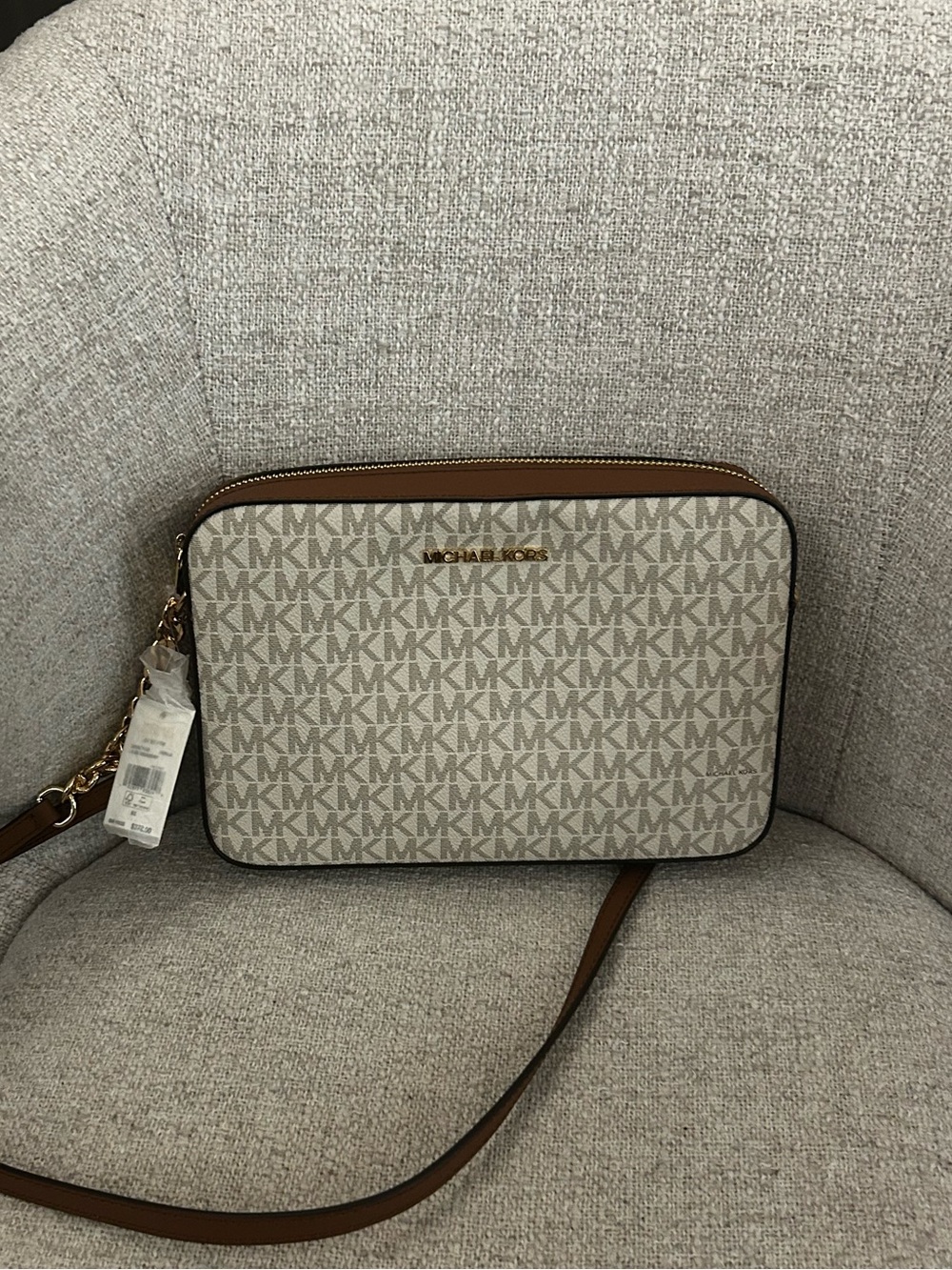 Michael Kors Signature MK Crossbody in Cream and Brown